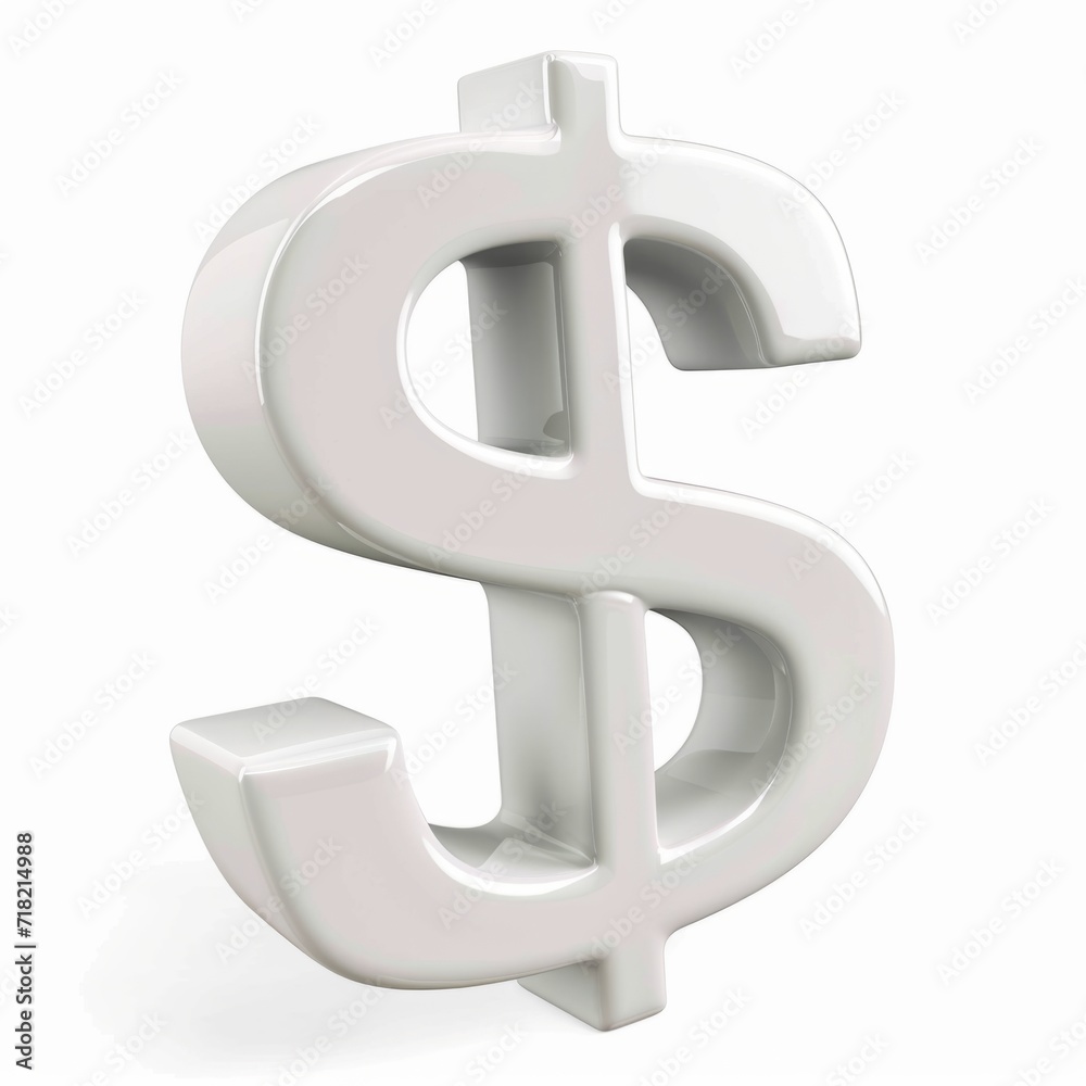 White Dollar Sign on White Background. Photorealistic Buck Sign on white backdrop. Square Illustration. Ai Generated Finance and Currency 3D Symbol. White Dollar Sign on White Background. Photorealistic Buck Sign on white backdrop. Square Illustration. Ai Generated Finance and Currency 3D Symbol.