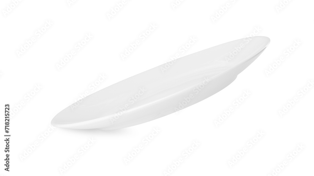 One beautiful ceramic plate isolated on white One beautiful ceramic plate isolated on white