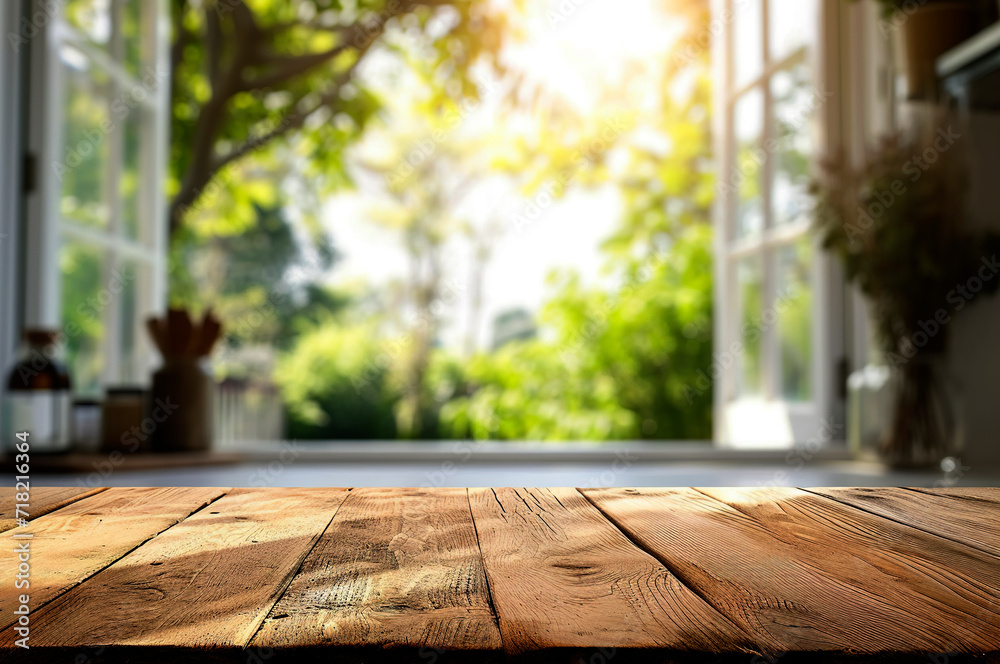 Generative AI illustration of Wooden texture table