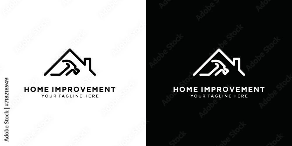 Home improvement design logo template. combination of hammer and roof for home improvement design Home improvement design logo template. combination of hammer and roof for home improvement design