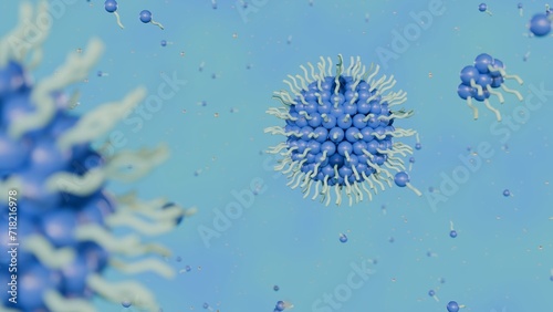 3d rendering of reverse micelles are used for the selective separation and purification of biomolecules, and for the synthesis of nanoparticles. photo