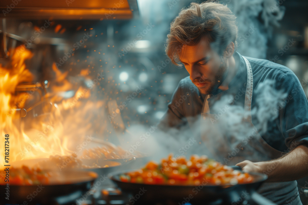 Person cooking a delicious meal at a home kitchen Person cooking a delicious meal at a home kitchen