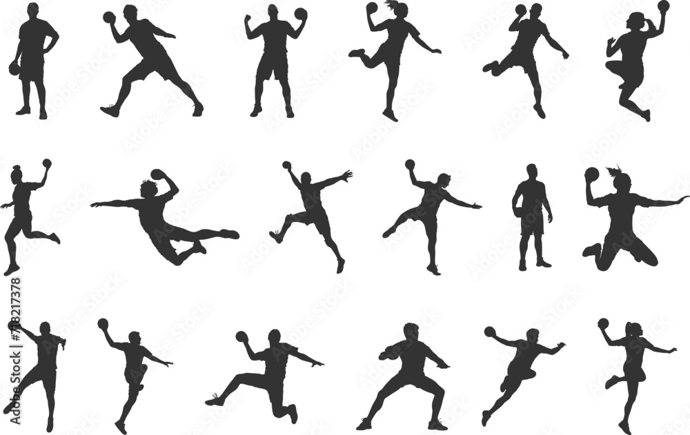 Handball players silhouette, Handball silhouettes, Handball players svg, Handball svg, Handball player vector illustration, Handball players icon bundle.