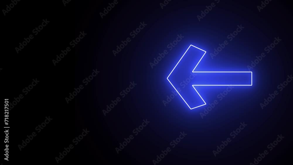 Left blue arrow globe neon icon on black background. Three way direction arrow. Left blue arrow globe neon icon on black background. Three way direction arrow.