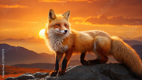 fox in the sunset red fox vulpes standing in the sunset fox in the sunset red fox vulpes © Awais