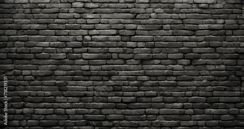 Black brick wall background uhd 8k, Black stone wall texture background close up of black stone wall, Black brick wall dark texture background with copy space for text.