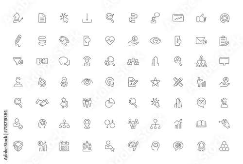 70 SEO and marketing elegant minimalistic continuous line icons