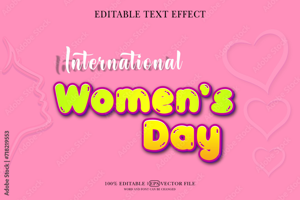 Women's Day Editable 3D Style EPS Vector Text Effect