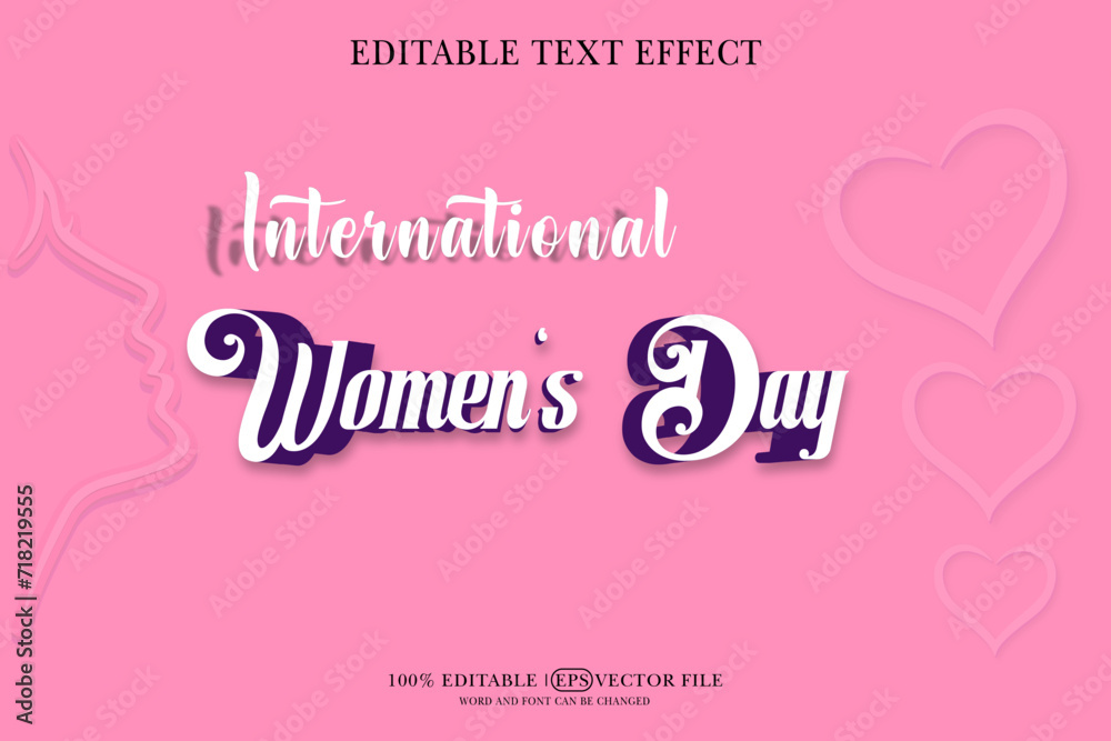 Women's Day Editable 3D Style EPS Vector Text Effect