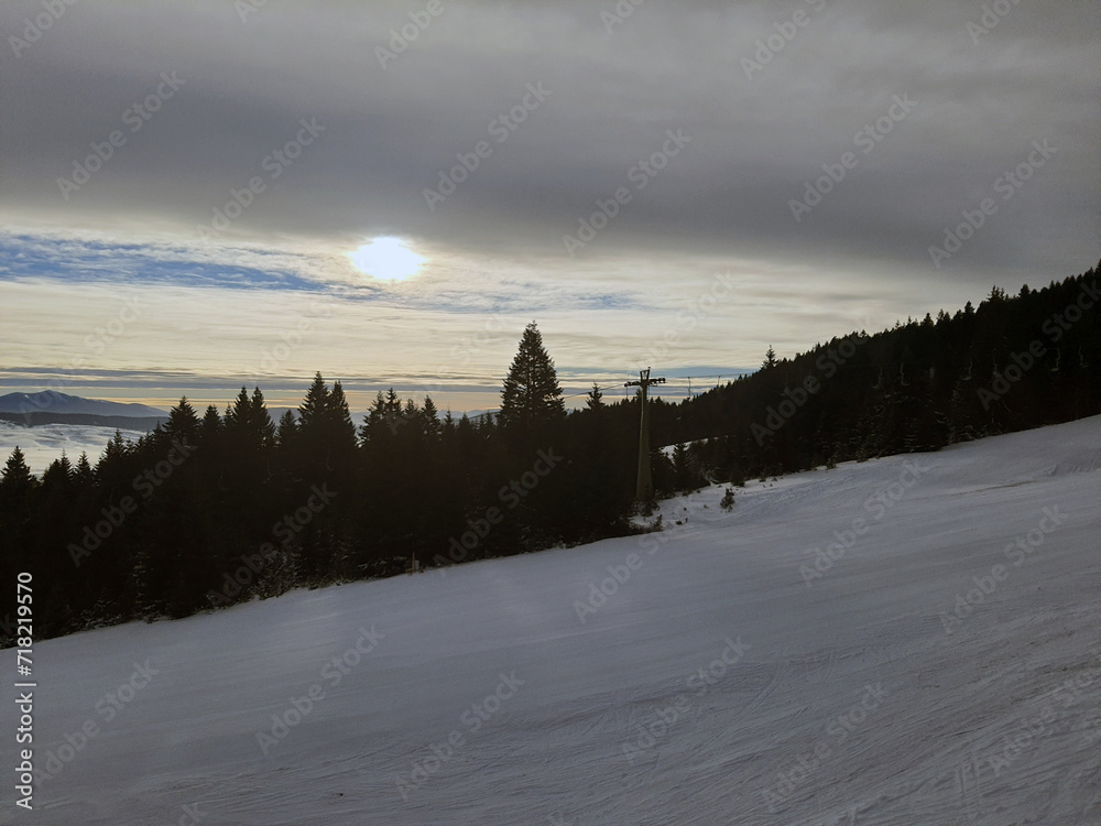 landscape with snow covered mountains panorama 