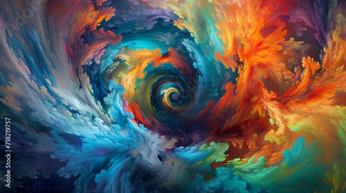 Colorful Swirl Abstract Painting on Canvas -