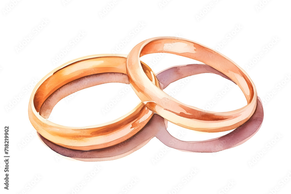 Pair of wedding rings in watercolor style isolated on white background Pair of wedding rings in watercolor style isolated on white background