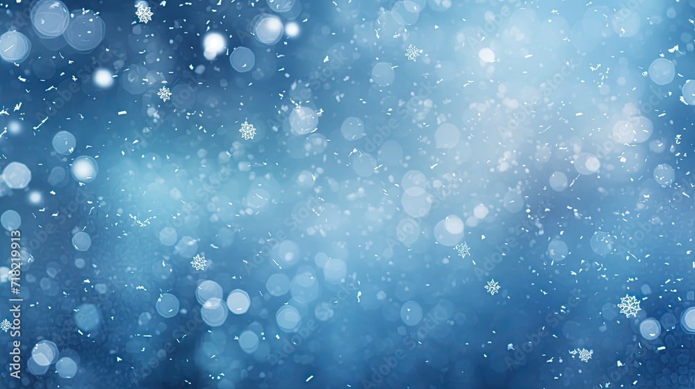 Falling snowflakes and Bokeh with white snow on a blue background Falling snowflakes and Bokeh with white snow on a blue background