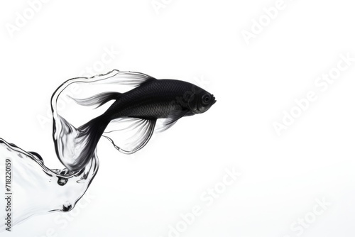 Black fish on white background