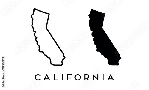 California state map silhouette vector set