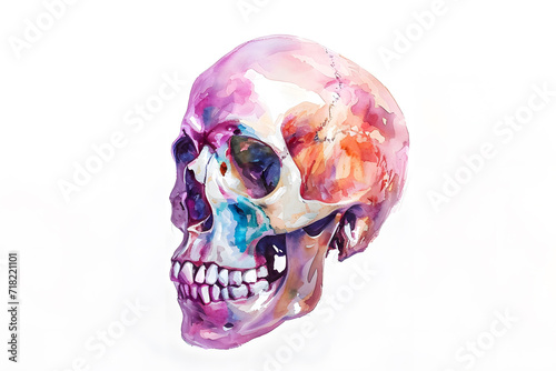 Wallpaper Mural Soft pastel detailed human skull in watercolor style isolated on white background Torontodigital.ca