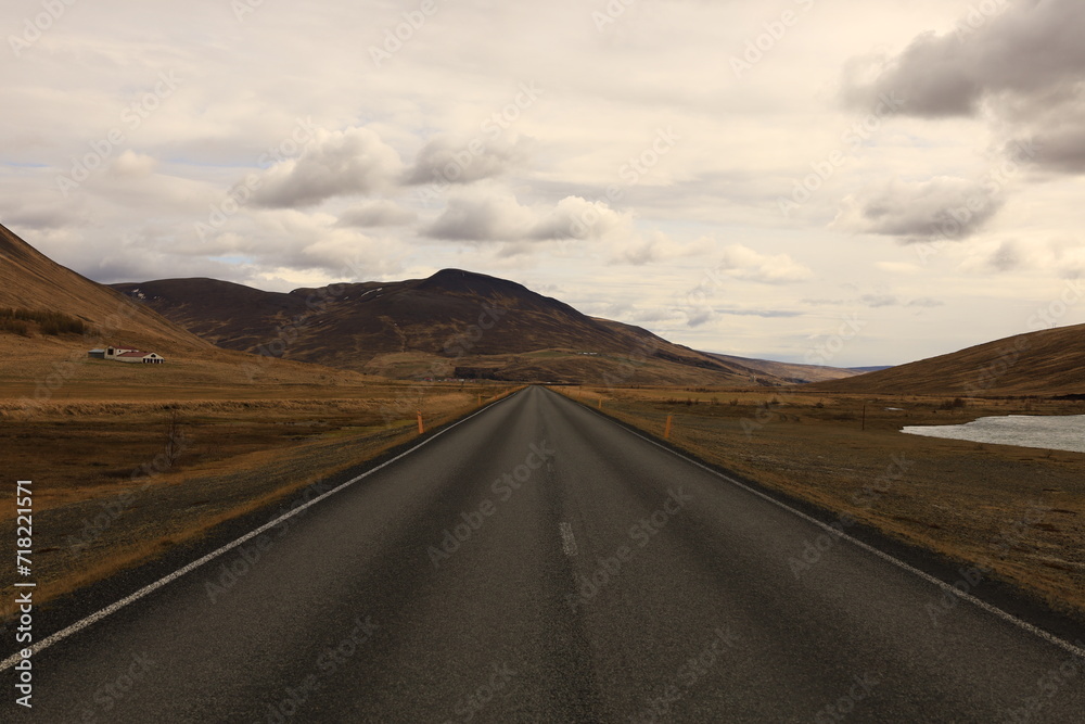 View on a road in the Northeastern Region of Iceland