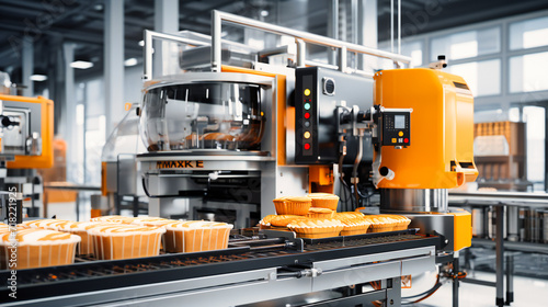 Modern Food Manufacturing Facility with Automated Production Line and Conveyor Belts © SK