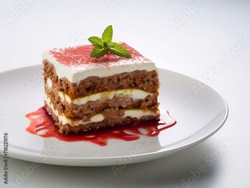 Piece of meat lasagna on a plate