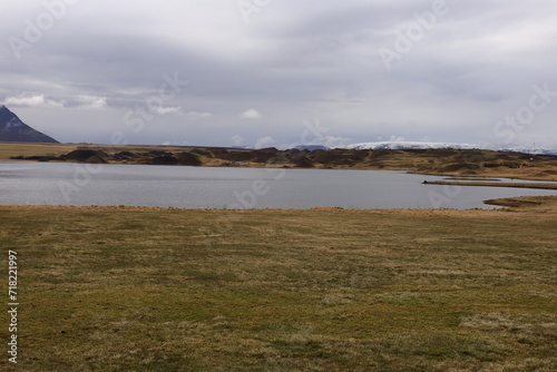 M  vatn is a shallow lake situated in an area of active volcanism in the north of Iceland  near Krafla volcano