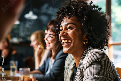 A group of diverse business professionals engaged in a collaborative team meeting within an office generative ai