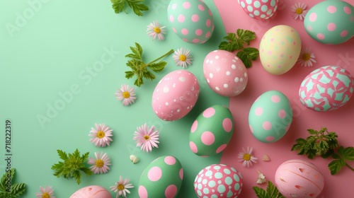 Abstract Easter Background with Decorated Eggs - AI Generated