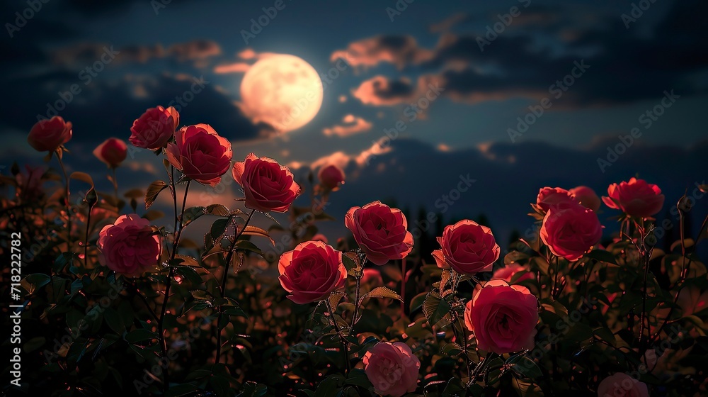 Majestic Elegance with Roses in the Moonlight Majestic Elegance with Roses in the Moonlight