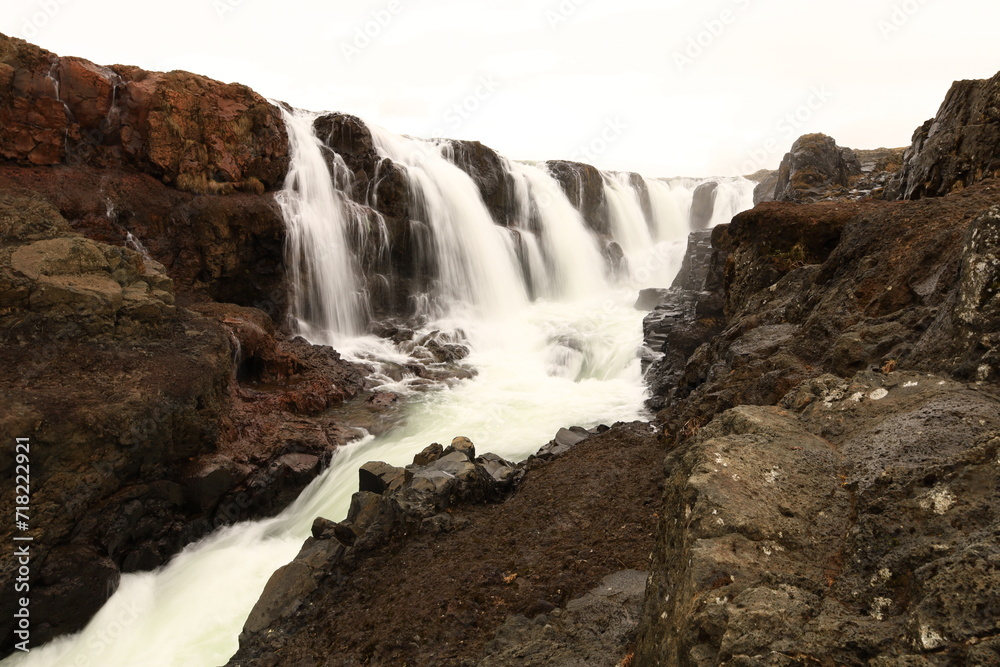 Kolugljúfur is a very pretty canyon located in the north of Iceland and known for its Kolufossar falls that flow to the bottom of the gorge Kolugljúfur is a very pretty canyon located in the north of Iceland and known for its Kolufossar falls that flow to the bottom of the gorge