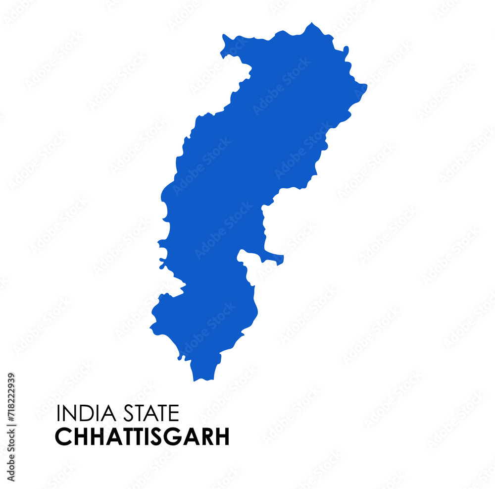 Chhattisgarh map of Indian state. Chhattisgarh map illustration. White Background