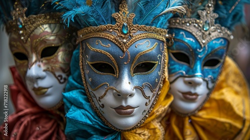 Colorful Carnival Masks on Display - AI Generated