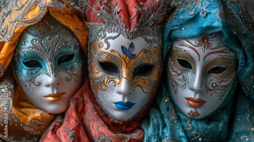 Colorful Carnival Masks - AI Generated