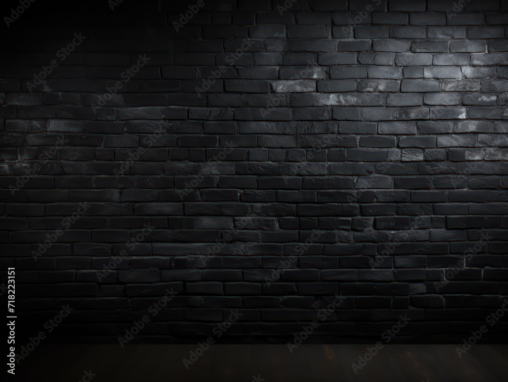 Black brick wall texture background at night Black brick wall texture background at night