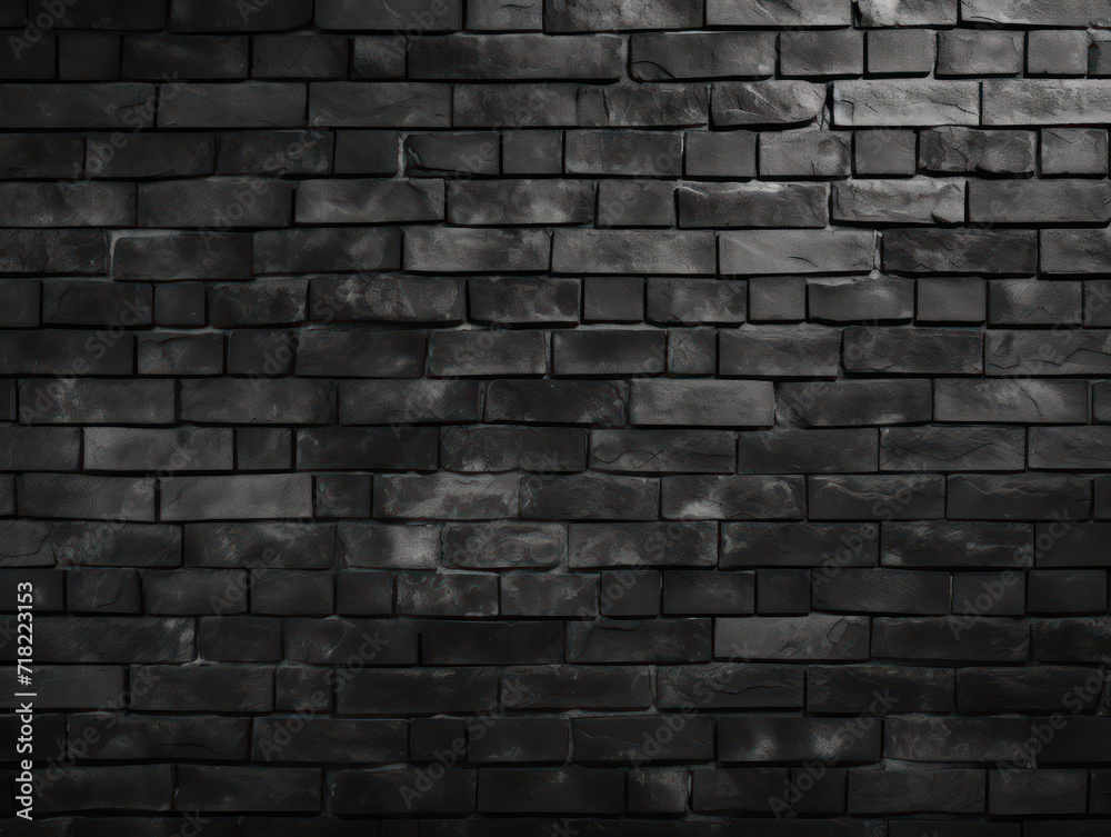 Black brick wall texture background at night