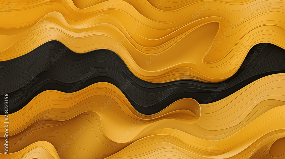 Flux et motifs en mouvement, couleurs jaune et noir. Vague, ondulation, ornement. Fond pour conception et création graphique. Flux et motifs en mouvement, couleurs jaune et noir. Vague, ondulation, ornement. Fond pour conception et création graphique.
