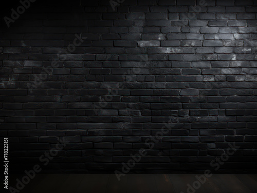 Black brick wall texture background at night