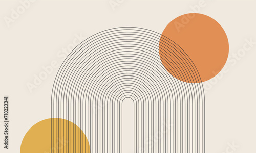 Abstract minimal aesthetic mid century line art background