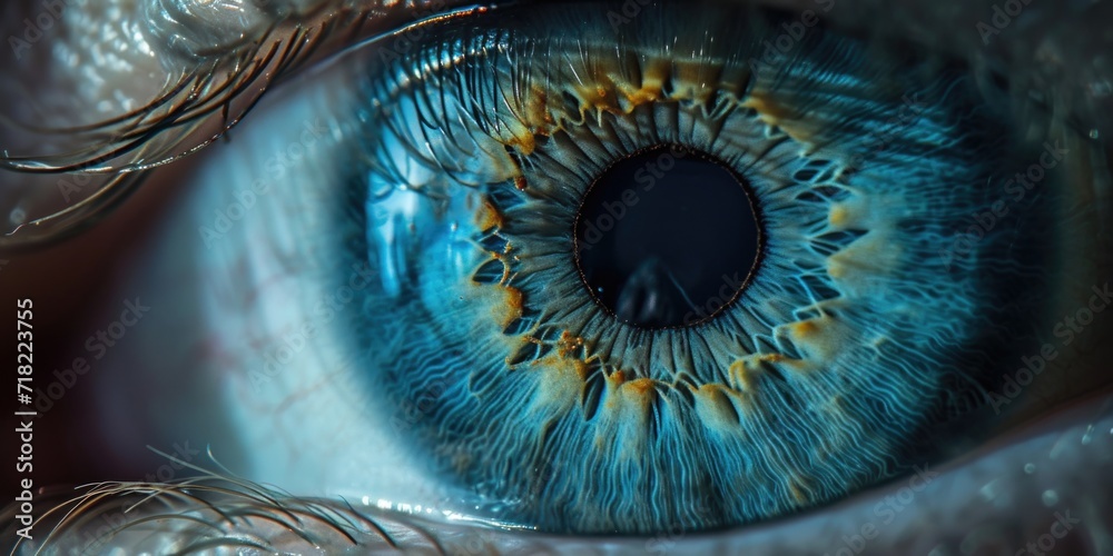 A detailed close-up shot of a person's blue eye. Perfect for medical or beauty-related projects