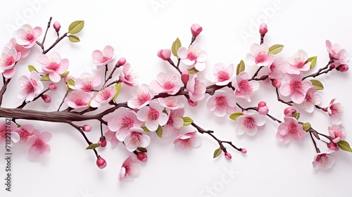 amazing banner with blooming tree branches on a white background.