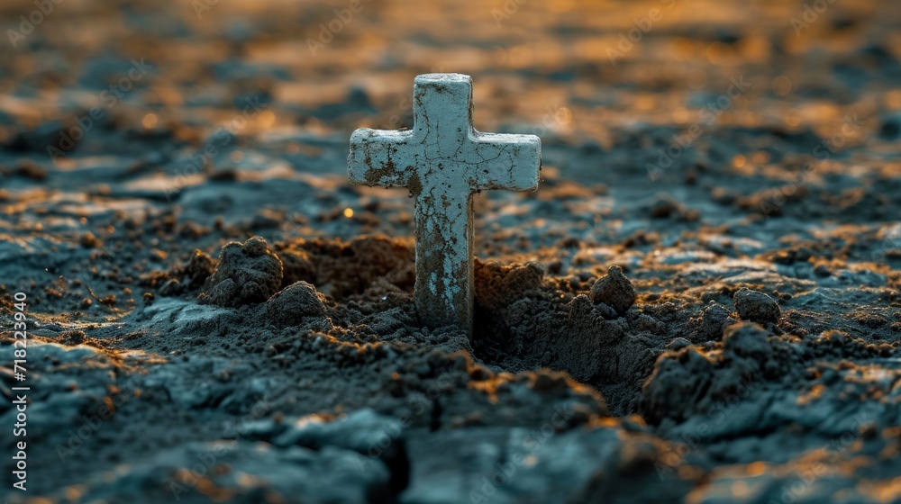 Cross on Ground - Symbol of Faith and Spirituality - AI Generated