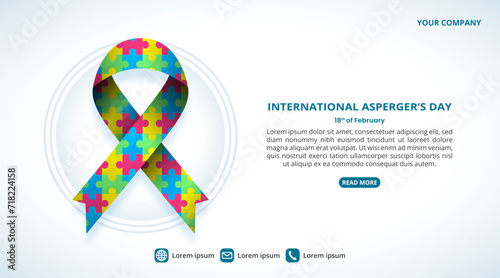 International Asperger's Day background with a puzzle ribbon and circle