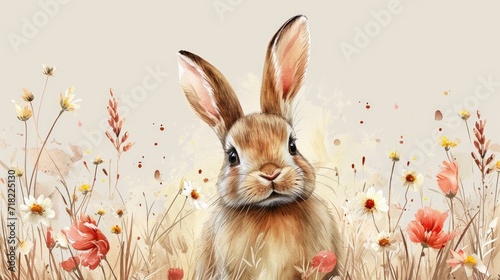 Cute Bunny Drawing for Easter and Spring - AI Generated