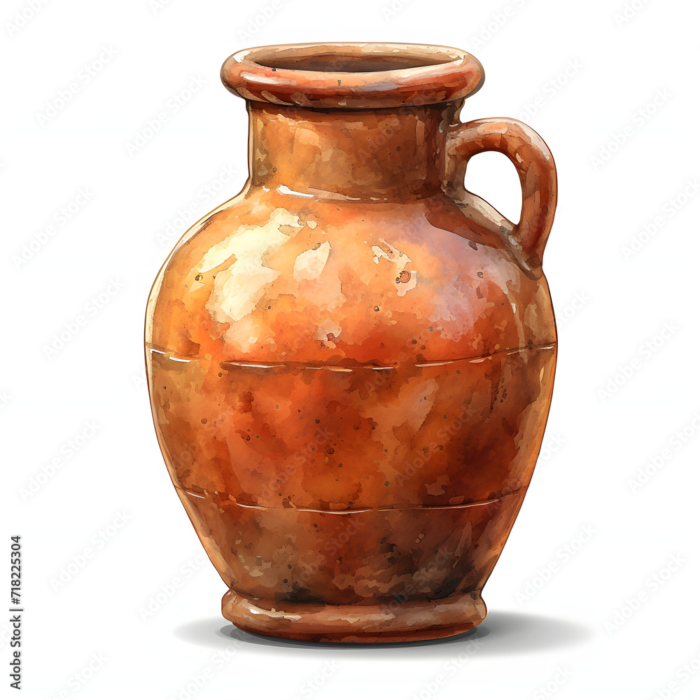 Terracotta isolated on white background, cartoon style, png
