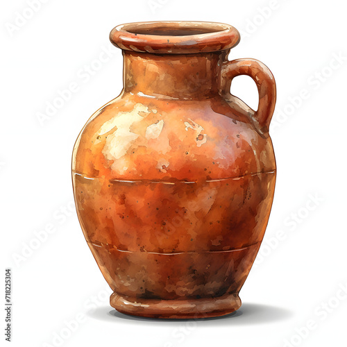 Terracotta isolated on white background, cartoon style, png 