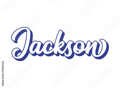 Handwritten word Jackson. Name of State capital of Mississippi. 3D vintage, retro lettering for poster, sticker, flyer, header, card, clothing