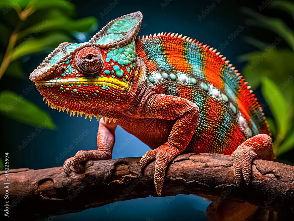 Obraz premium Pantherchamäleon (Furcifer pardalis) in natürlicher Umgebung, Generative AI