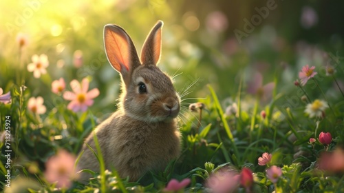 Easter Bunny in the Garden - AI Generated