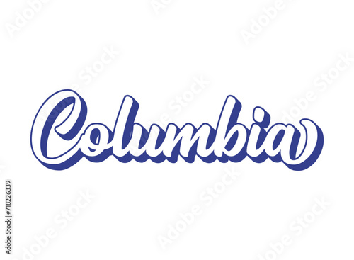 Handwritten word Columbia. Name of State capital of South Carolina . 3D vintage, retro lettering for poster, sticker, flyer, header, card, clothing