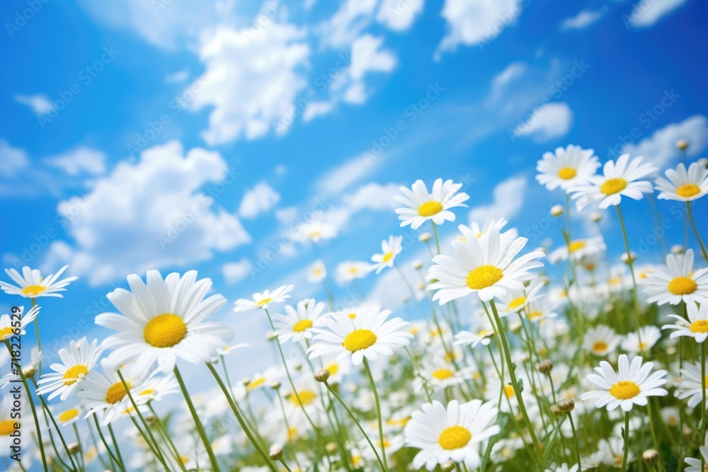 Beautiful Field of Daisies in Full Bloom - Floral Pasture with Bright Blossoms, Chamomile