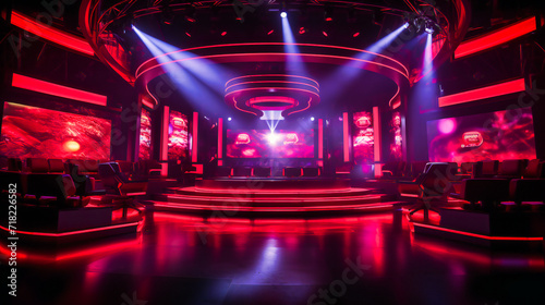 Lively Disco Party Scene in a Club with Modern Neon Lighting and Colorful Decor © SK