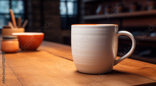 cup of coffee on table, generative AI